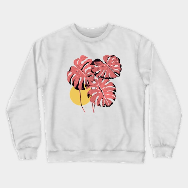 Flamingo Monstera Crewneck Sweatshirt by Thisis Yali